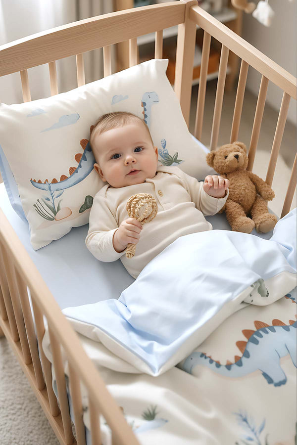 Dinoro Mavi %100 Pamuklu Bebek Nevresim Takımı - 4 Parça