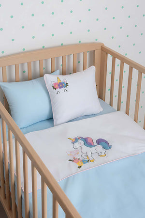 Dolly Mint Punch Nakışlı %100 Pamuklu Bebek Nevresim Takımı