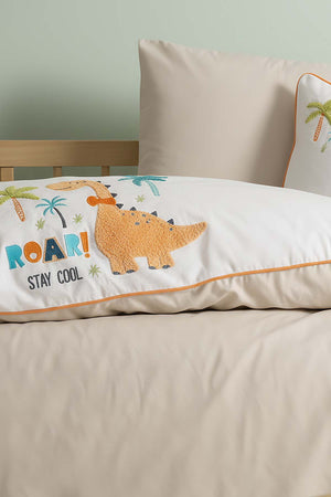 Kiddo Krem Punch Nakışlı %100 Pamuklu Bebek Nevresim Takımı