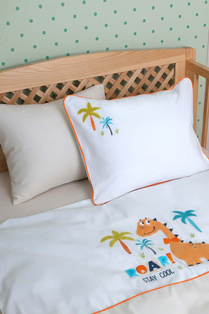 Kiddo Krem Punch Nakışlı %100 Pamuklu Bebek Nevresim Takımı