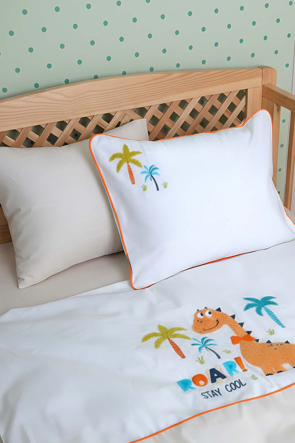 Kiddo Krem Punch Nakışlı %100 Pamuklu Bebek Nevresim Takımı