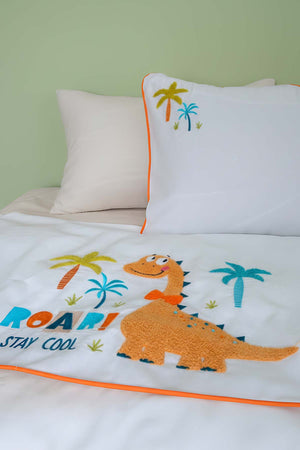 Kiddo Krem Punch Nakışlı %100 Pamuklu Bebek Nevresim Takımı