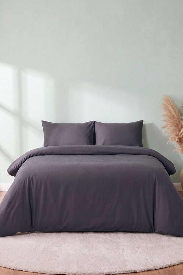 Soft Antrasit %100 Pamuklu Ranforce Çift Kişilik Nevresim Takımı – 4 Parça