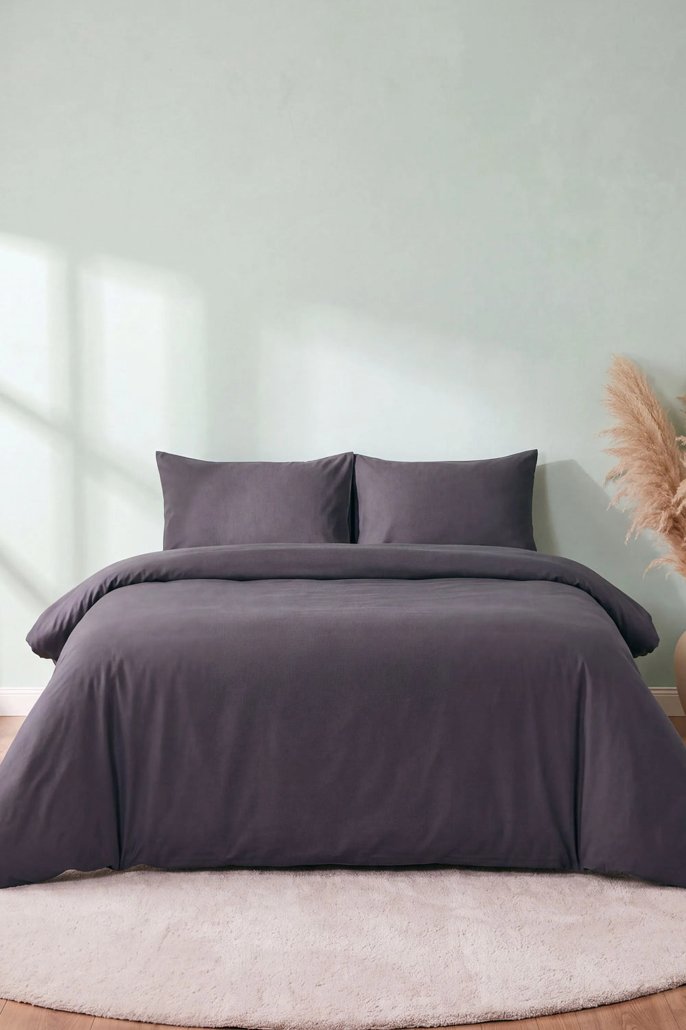 Soft Antrasit %100 Pamuklu Ranforce Çift Kişilik Nevresim Takımı – 4 Parça