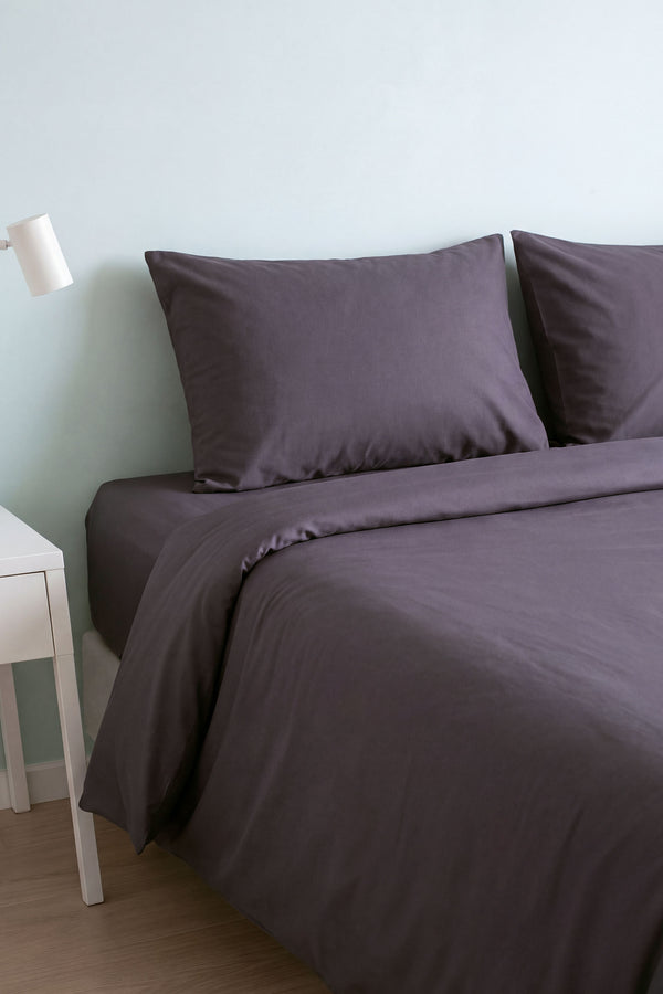 Soft Antrasit %100 Pamuklu Ranforce Çift Kişilik Nevresim Takımı – 4 Parça