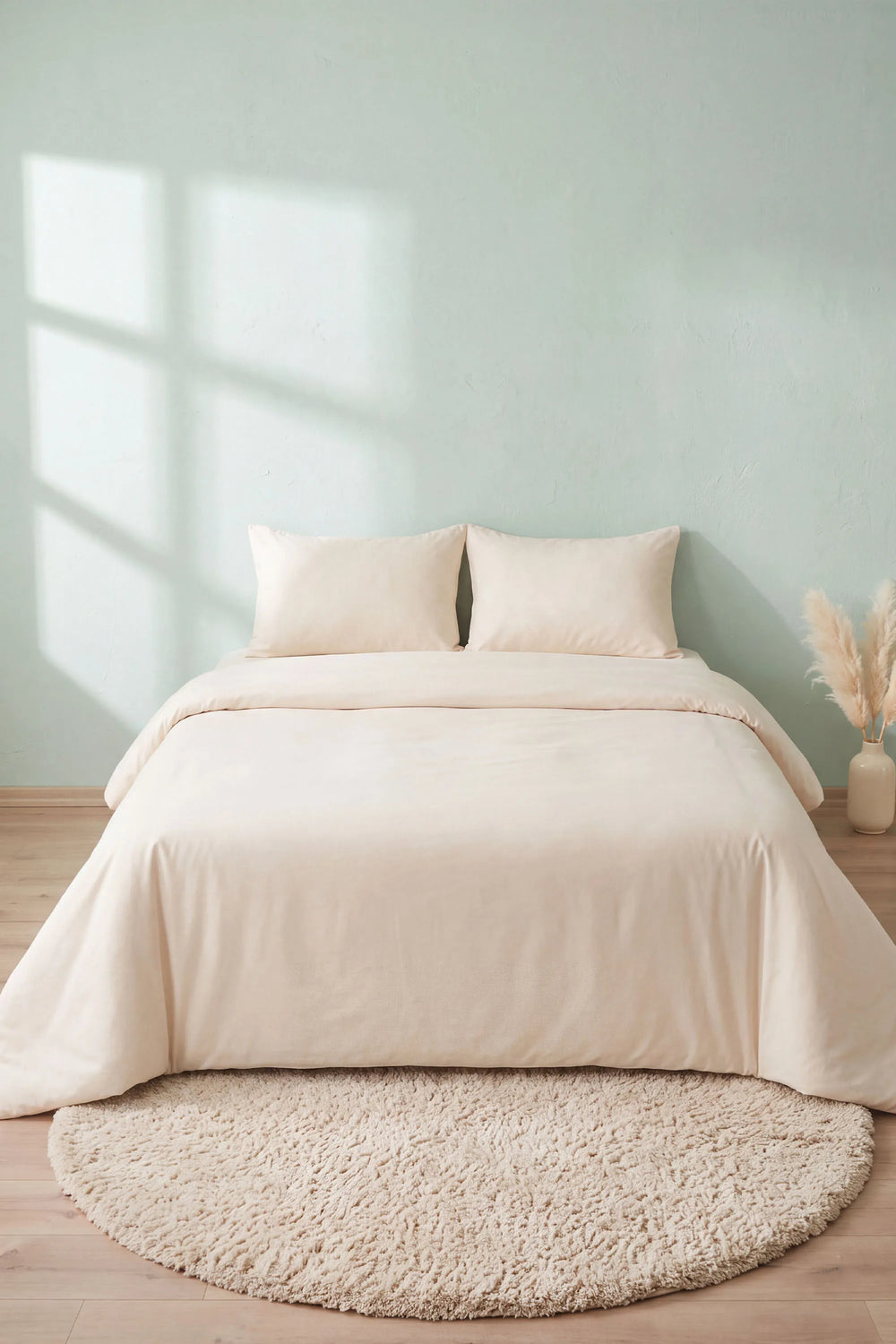 Soft Krem %100 Pamuklu Ranforce Çift Kişilik Nevresim Takımı – 4 Parça