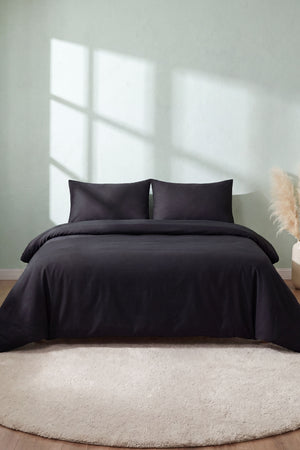 Soft Siyah %100 Pamuklu Ranforce Çift Kişilik Nevresim Takımı – 4 Parça