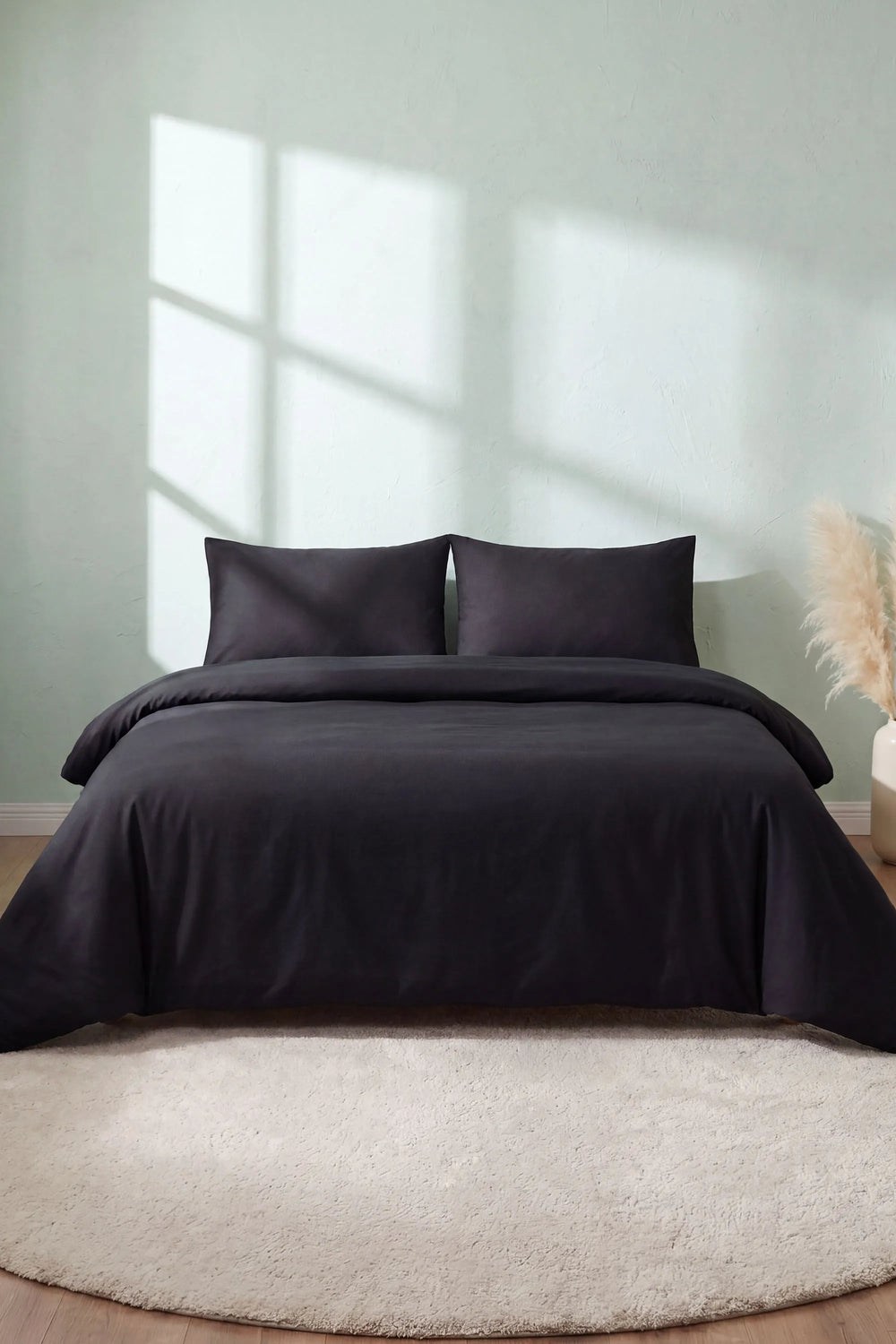 Soft Siyah %100 Pamuklu Ranforce Çift Kişilik Nevresim Takımı – 4 Parça