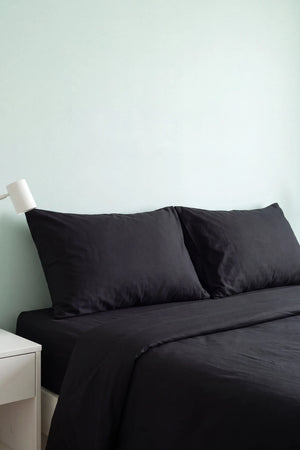 Soft Siyah %100 Pamuklu Ranforce Çift Kişilik Nevresim Takımı – 4 Parça