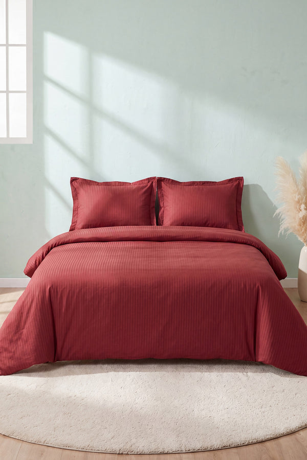 Bordo Tensel Craft Çift Kişilik Nevresim Takımı – 4 Parça