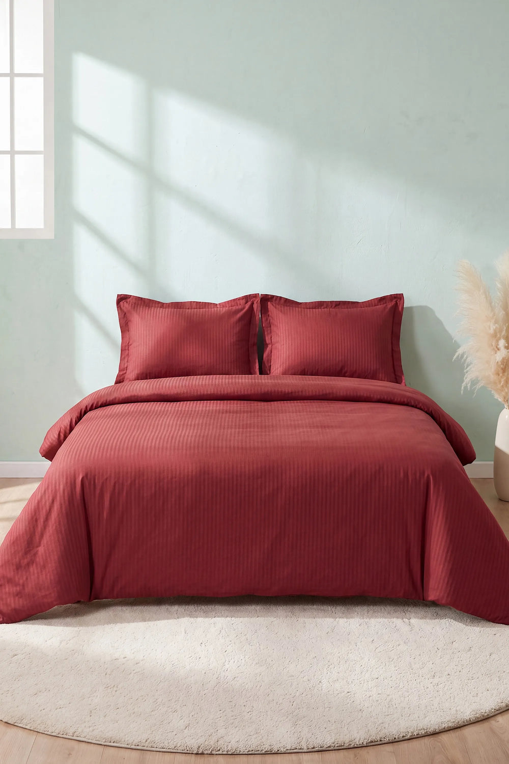 Bordo Tensel Craft Çift Kişilik Nevresim Takımı – 4 Parça