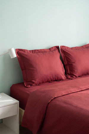 Bordo Tensel Craft Çift Kişilik Nevresim Takımı – 4 Parça