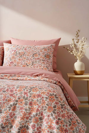 Pembe Bahar Çift Kişilik Naturel İpeksi Nevresim Takımı