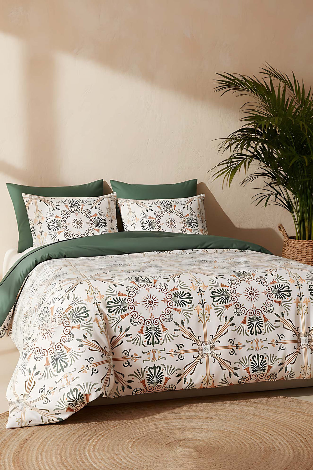 Etnik Saray Çift Kişilik Naturel İpeksi Outlet Nevresim Takımı