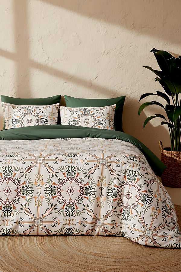 Etnik Saray Çift Kişilik Naturel İpeksi Nevresim Takımı