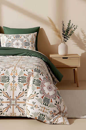 Etnik Saray Çift Kişilik Naturel İpeksi Nevresim Takımı