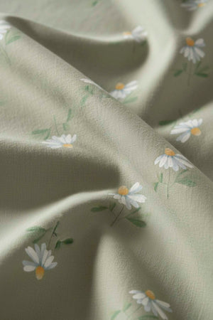 Yeşil Papatya Çift Kişilik Naturel İpeksi Outlet Nevresim Takımı