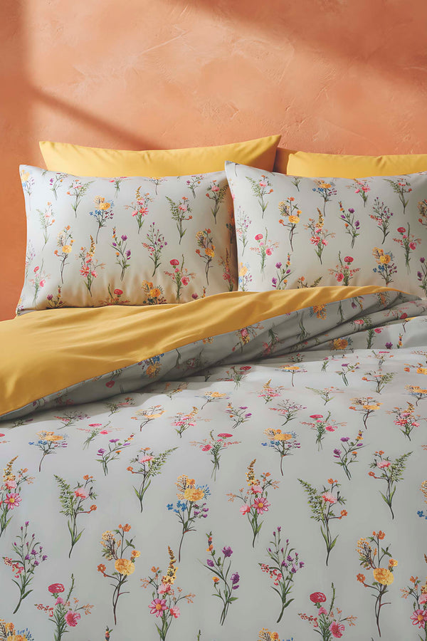 Begonvil Çift Kişilik Naturel İpeksi Nevresim Takımı