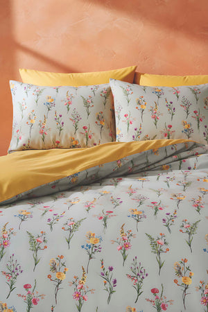 Begonvil Çift Kişilik Naturel İpeksi Outlet Nevresim Takımı