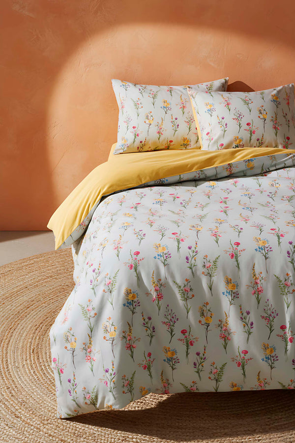 Begonvil Çift Kişilik Naturel İpeksi Nevresim Takımı