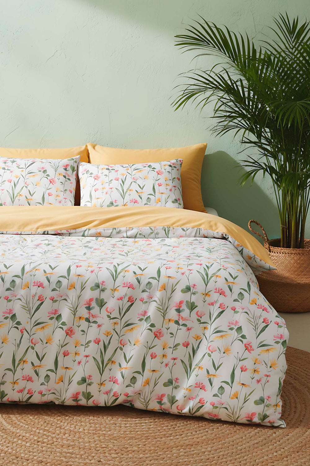 Botanical Çift Kişilik Naturel İpeksi Outlet Nevresim Takımı