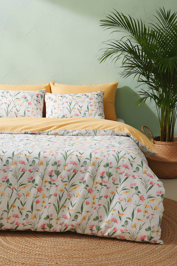 Botanical Çift Kişilik Naturel İpeksi Outlet Nevresim Takımı