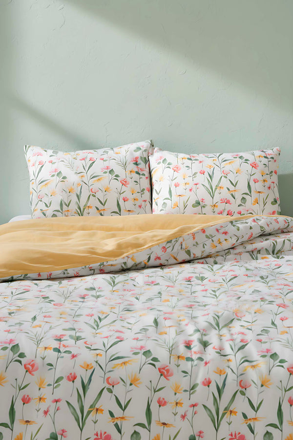 Botanical Çift Kişilik Naturel İpeksi Nevresim Takımı