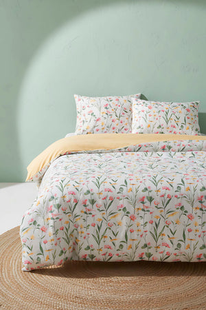 Botanical Çift Kişilik Naturel İpeksi Outlet Nevresim Takımı