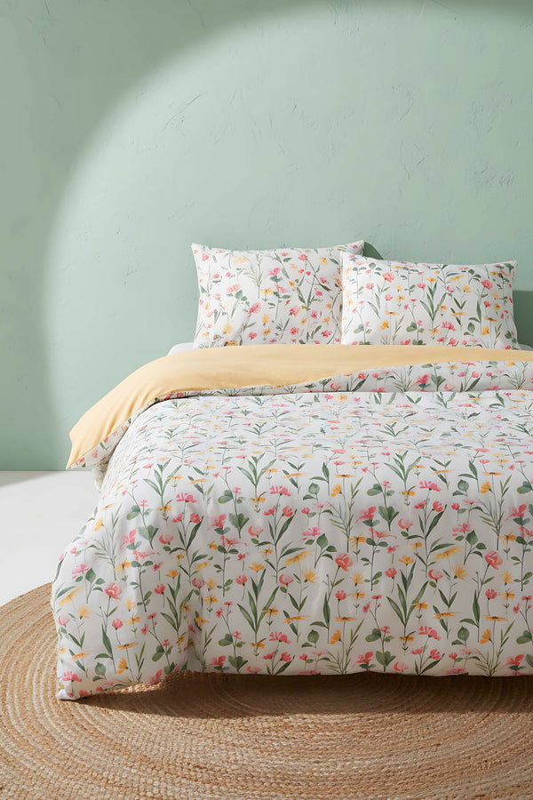 Botanical Çift Kişilik Naturel İpeksi Outlet Nevresim Takımı