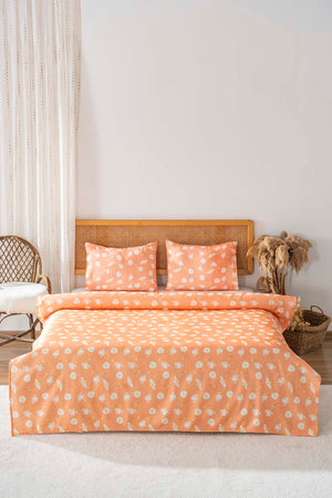 Turuncu Papatya Outlet Çift Kişilik Baskılı Pike 200 x 220 cm