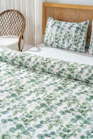 Okaliptus Çift Kişilik Baskılı Pike 200 x 220 cm