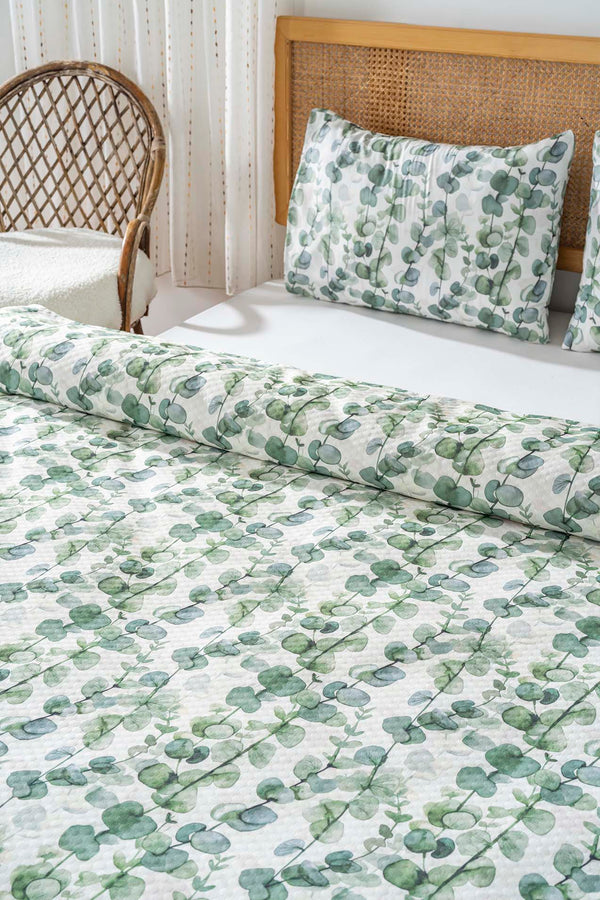 Okaliptus Çift Kişilik Baskılı Pike 200 x 220 cm