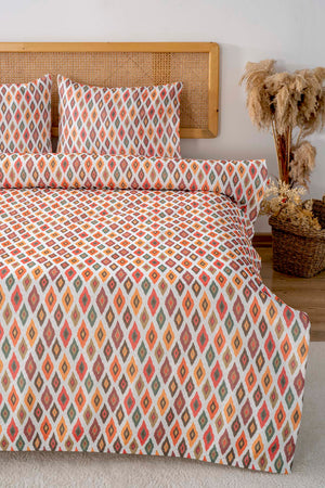 Etnik Kiremit Outlet Çift Kişilik Baskılı Pike 200 x 220 cm