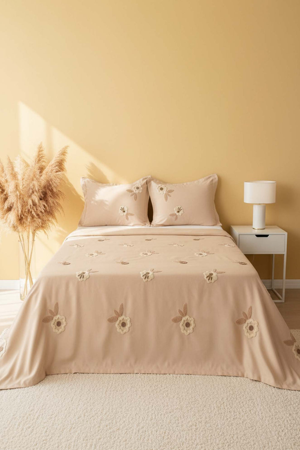 Cappy Lalezar Çift Kişilik Nakışlı Yatak Örtüsü Seti