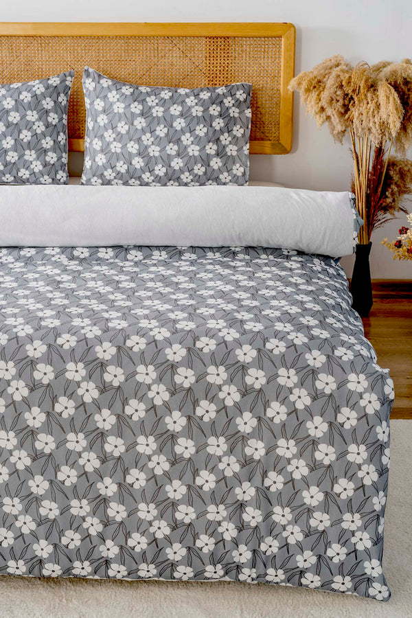 Henna Gri Outlet Çift Kişilik Nevresim Takımı Pamuklu